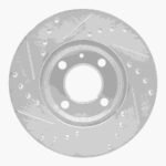 R1 Concepts 1986-1998 Volkswagen Derby (Mexico) Front Right Drilled & Slotted Silver Brake Rotor - Image 2