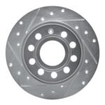 R1 Concepts 2010-2019 Audi A3 Rear Left Drilled & Slotted Silver Brake Rotor