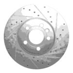 R1 Concepts 2001-2003 Volkswagen EuroVan Front Right Drilled & Slotted Silver Brake Rotor