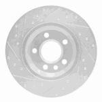R1 Concepts 2001-2003 Volkswagen EuroVan Rear Right Drilled & Slotted Silver Brake Rotor - Image 2