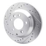 R1 Concepts 2003-2018 Audi Q7 Rear Left Drilled & Slotted Silver Brake Rotor - Image 3
