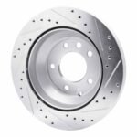 R1 Concepts 2003-2018 Audi Q7 Rear Left Drilled & Slotted Silver Brake Rotor - Image 5
