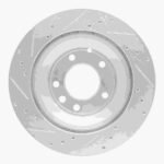 R1 Concepts 2003-2018 Audi Q7 Rear Right Drilled & Slotted Silver Brake Rotor - Image 2