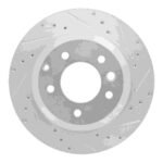 R1 Concepts 2003-2018 Audi Q7 Rear Right Drilled & Slotted Silver Brake Rotor