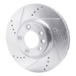 R1 Concepts 2011-2018 Porsche Cayenne Right Front Drilled & Slotted Silver Brake Rotor - Image 3