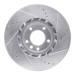 R1 Concepts 2011-2018 Porsche Cayenne Right Front Drilled & Slotted Silver Brake Rotor - Image 2