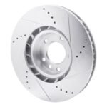 R1 Concepts 2011-2018 Porsche Cayenne Right Front Drilled & Slotted Silver Brake Rotor - Image 5