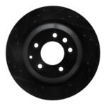R1 Concepts 05-18 Porsche Cayenne Rear Left Drilled & Slotted Black Brake Rotor