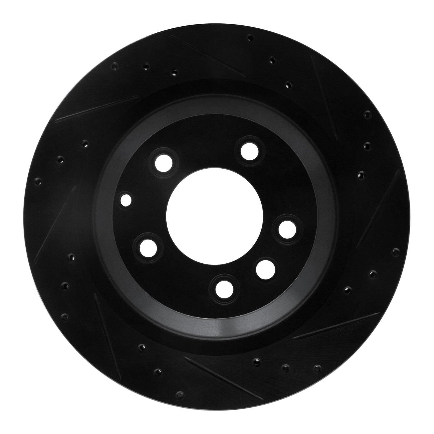 DF_63302089R_Fro.jpg R1 Concepts 05-18 Porsche Cayenne Rear Right Drilled & Slotted Black Brake Rotor - Image 1