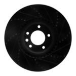 R1 Concepts 08-09 Porsche Cayenne Front Left Drilled & Slotted Black Brake Rotor - Image 2