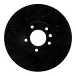 R1 Concepts 08-09 Porsche Cayenne Front Left Drilled & Slotted Black Brake Rotor
