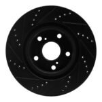 R1 Concepts 08-09 Porsche Cayenne Front Right Drilled & Slotted Black Brake Rotor - Image 2