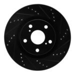 R1 Concepts 08-09 Porsche Cayenne Front Right Drilled & Slotted Black Brake Rotor - Image 3