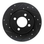R1 Concepts 84-85 BMW 318I Front Left Drilled & Slotted Black Brake Rotor