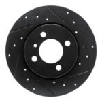 R1 Concepts 84-85 BMW 318I Front Right Drilled & Slotted Black Brake Rotor
