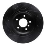 R1 Concepts 95-03 BMW 750IL Rear Right Drilled & Slotted Black Brake Rotor - Image 2
