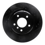 R1 Concepts 95-03 BMW 750IL Rear Right Drilled & Slotted Black Brake Rotor