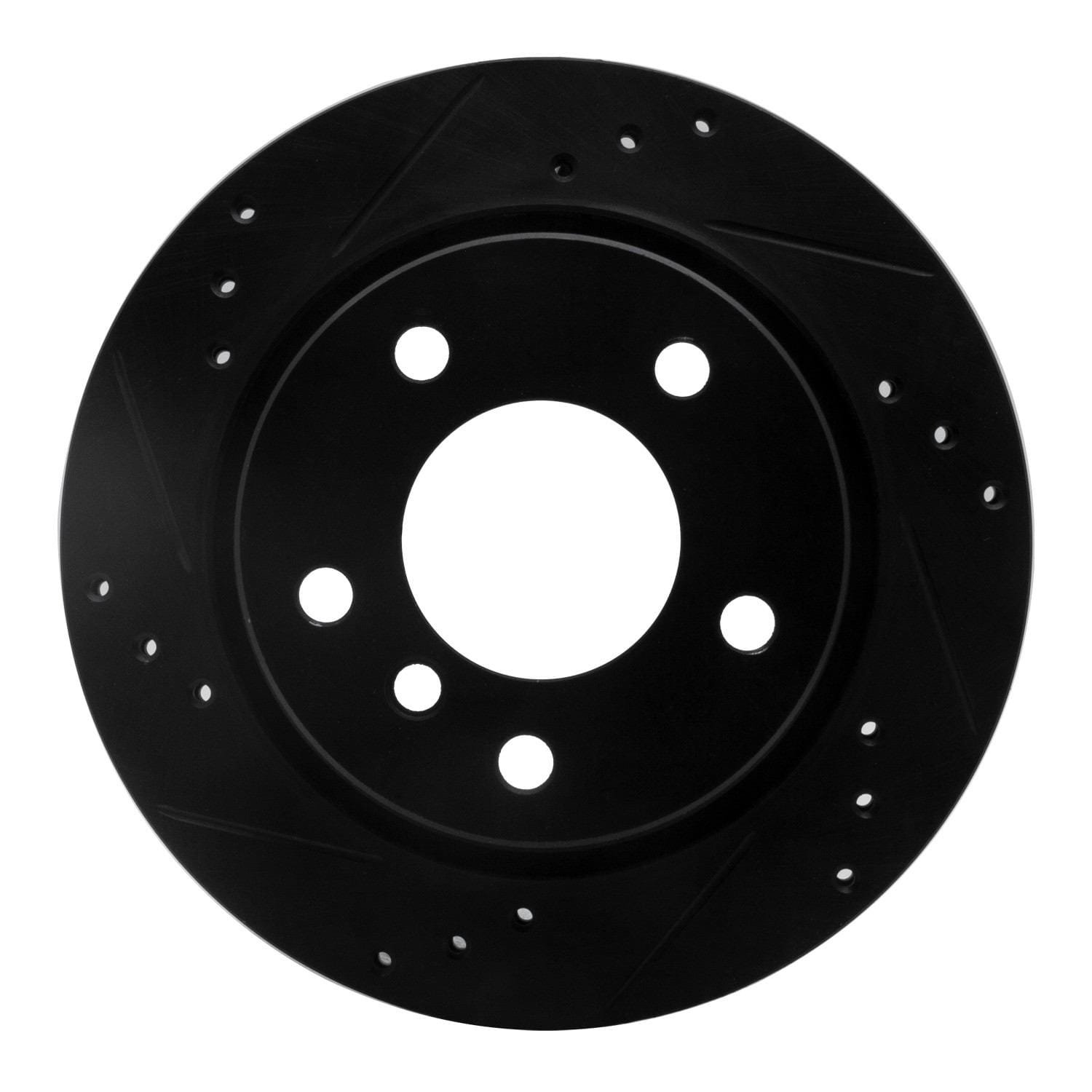 DF_63331042L_Fro.jpg R1 Concepts 96-05 BMW 323I Rear Left Drilled & Slotted Black Brake Rotor - Image 1