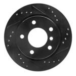 R1 Concepts 96-05 BMW 320I (USA/Canada) Rear Right Drilled & Slotted Black Brake Rotor