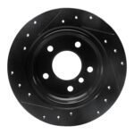 R1 Concepts 96-02 BMW Z3 Rear Right Drilled & Slotted Black Brake Rotor - Image 2