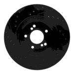 R1 Concepts 00-06 BMW M3 Rear Right Drilled & Slotted Black Brake Rotor - Image 2