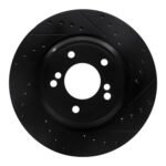 R1 Concepts 00-06 BMW M3 Rear Right Drilled & Slotted Black Brake Rotor