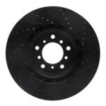 R1 Concepts 01-06 BMW M3 Right Front Drilled & Slotted Black Brake Rotor - Image 2