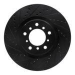 R1 Concepts 01-06 BMW M3 Right Front Drilled & Slotted Black Brake Rotor