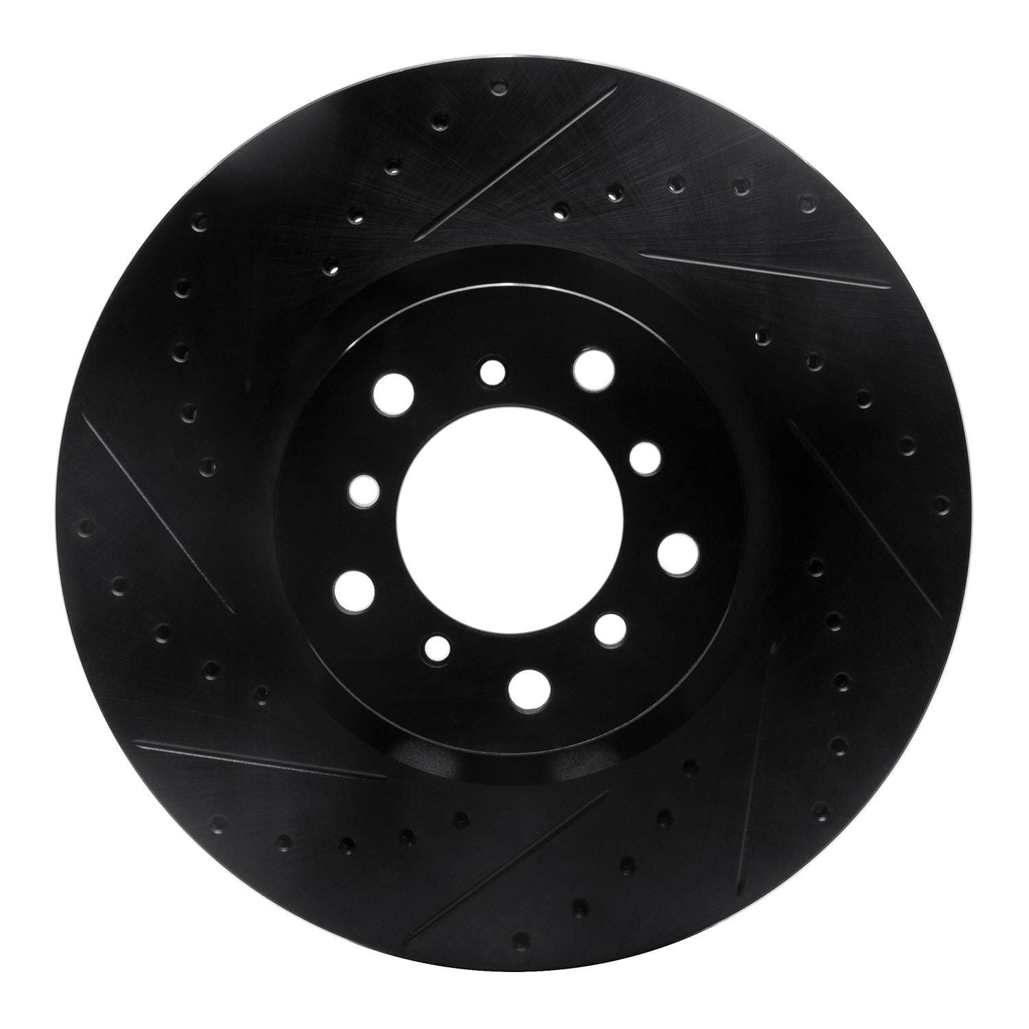 DF_63331057D_Fro.jpg R1 Concepts 00-03 BMW M5 Right Front Drilled & Slotted Black Brake Rotor - Image 1
