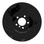 R1 Concepts 02-08 BMW 760LI Front Right Drilled & Slotted Black Brake Rotor - Image 2