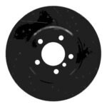 R1 Concepts 02-08 BMW 760LI Front Right Drilled & Slotted Black Brake Rotor