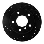 R1 Concepts 03-06 BMW Z4 Rear Left Drilled & Slotted Black Brake Rotor