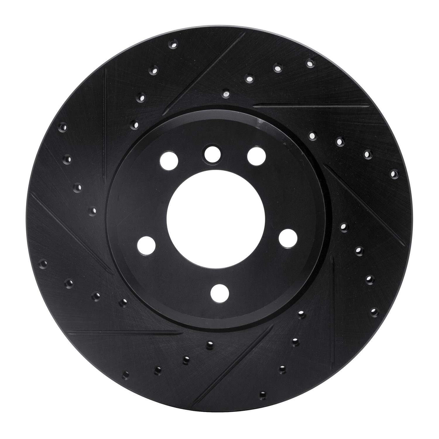 DF_63331062L_Fro.jpg R1 Concepts 04-10 BMW 528XI Front Left Drilled & Slotted Black Brake Rotor - Image 1