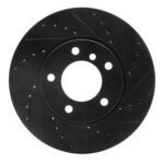 R1 Concepts 06-13 BMW 325I (USA/Canada) Front Right Drilled & Slotted Black Brake Rotor