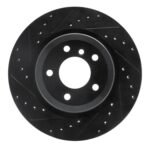 R1 Concepts 06-15 BMW 335XI Rear Left Drilled & Slotted Black Brake Rotor