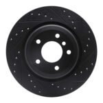 R1 Concepts 06-15 BMW 335XI Rear Right Drilled & Slotted Black Brake Rotor