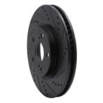 R1 Concepts 06-10 BMW 530XI Rear Right Drilled & Slotted Black Brake Rotor