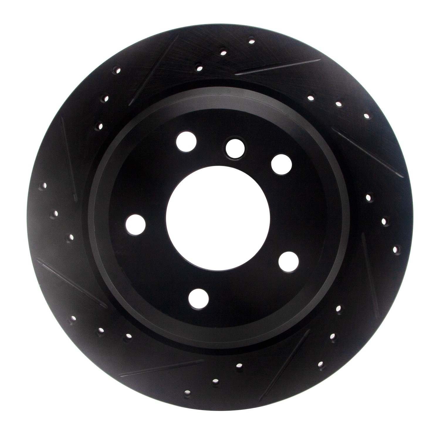 DF_63331081L_Fro.jpg R1 Concepts 06-15 BMW X1 Rear Left Drilled & Slotted Black Brake Rotor - Image 1