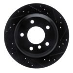 R1 Concepts 06-15 BMW X1 Rear Right Drilled & Slotted Black Brake Rotor
