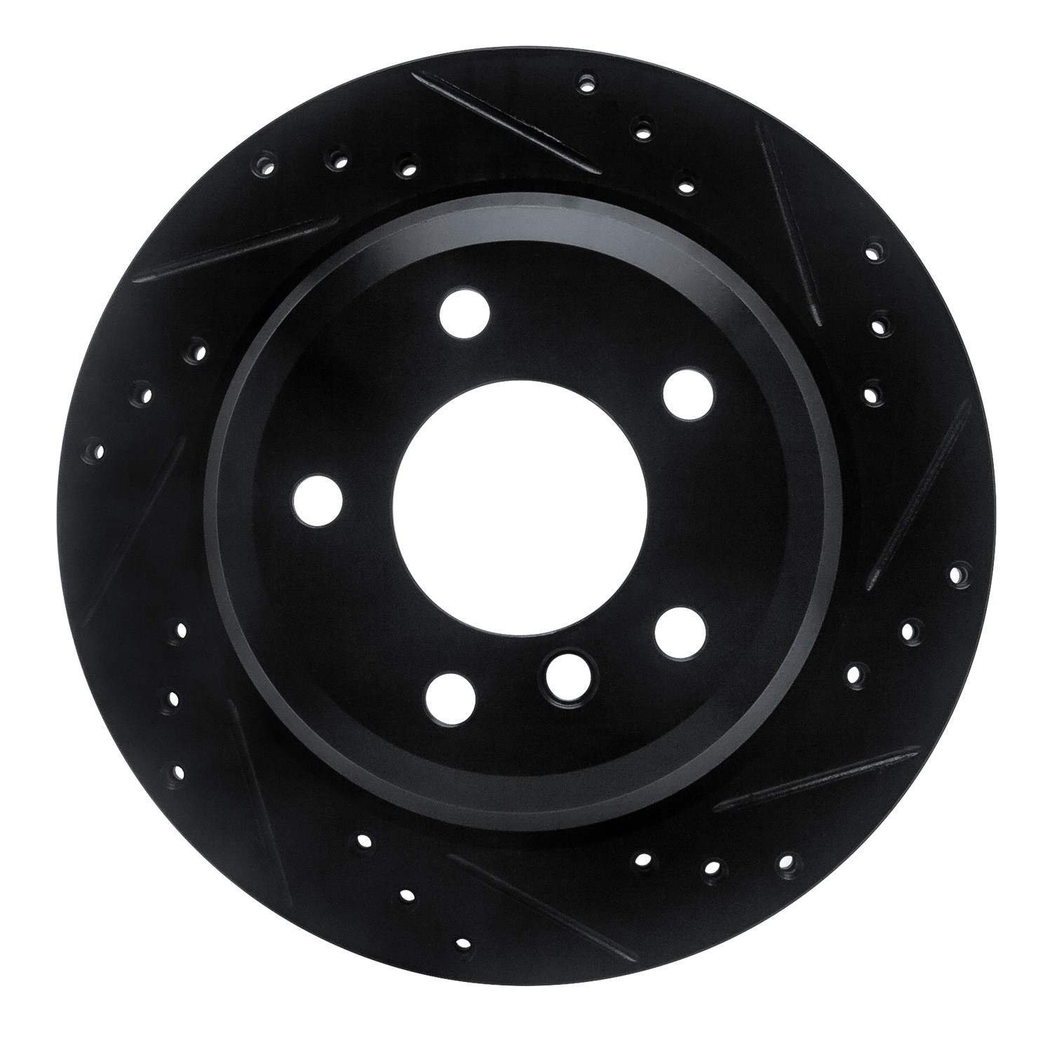 DF_63331081R_Fro.jpg R1 Concepts 06-15 BMW X1 Rear Right Drilled & Slotted Black Brake Rotor - Image 1