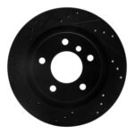 R1 Concepts 08-13 BMW 128I Rear Left Drilled & Slotted Black Brake Rotor