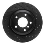 R1 Concepts 08-13 BMW 135IS Rear Right Drilled & Slotted Black Brake Rotor