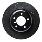 R1 Concepts 09-16 BMW Z4 Front Left Drilled & Slotted Black Brake Rotor