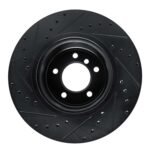 R1 Concepts 09-16 BMW Z4 Front Right Drilled & Slotted Black Brake Rotor - Image 2