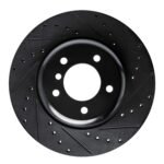 R1 Concepts 09-16 BMW Z4 Front Right Drilled & Slotted Black Brake Rotor