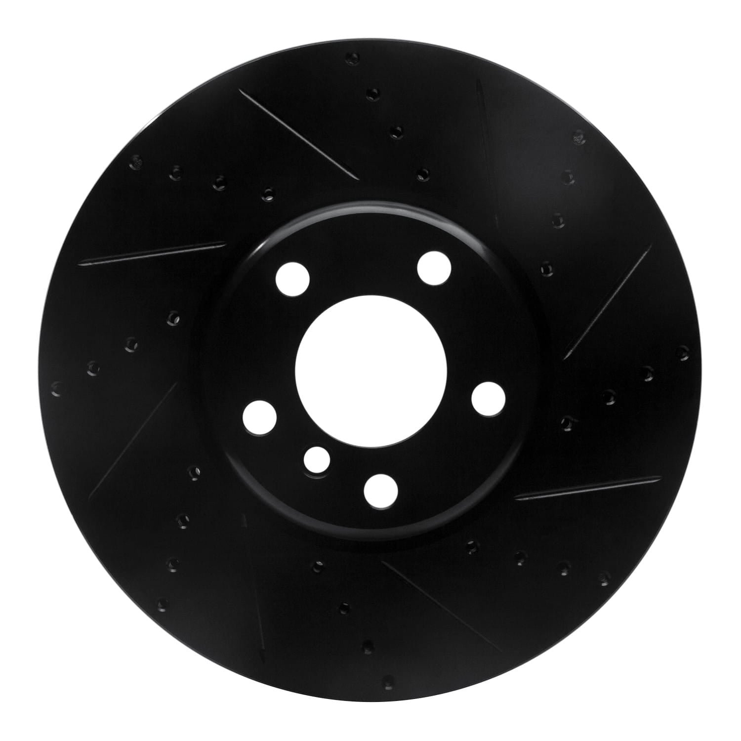 DF_63331099D_Fro.jpg R1 Concepts 10-18 BMW 550I Left Front Drilled & Slotted Black Brake Rotor - Image 1