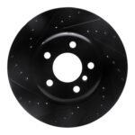 R1 Concepts 11-16 BMW 528I xDrive Front Left Drilled & Slotted Black Brake Rotor