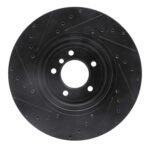 R1 Concepts 11-16 BMW Z4 Front Right Drilled & Slotted Black Brake Rotor - Image 2