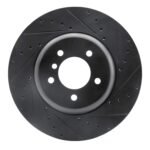 R1 Concepts 11-16 BMW Z4 Front Right Drilled & Slotted Black Brake Rotor