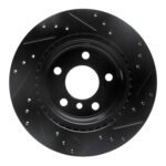 R1 Concepts 06-21 BMW 228I xDrive Rear Left Drilled & Slotted Black Brake Rotor - Image 2